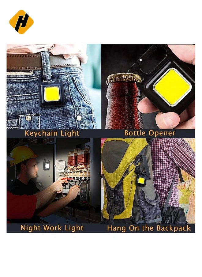 Small Mini COB Pocket Magnetic Flashlights Powerful 500 High Lumens Bright Rechargeable Keychain Work Light Flashlight Pack 2