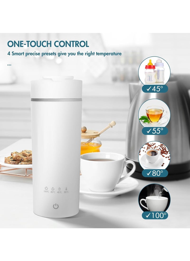 Portable Electric Kettle for Travel, Stainless Steel Electric Kettle for Coffee Milk Tea, Hot Water Boiler, Electric Water Cup, Health Pot, Boil Dry Protection, Auto Shut Off, 475 Ml