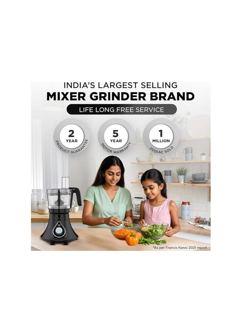 Preethi Plastic Zodiac Cosmo Mixer Grinder For Kitchen,5 Jars 750 Watt Mixie(Super Extractor Juicer Jar&Master Chef + Food Processor Jar),Black(Mg236)