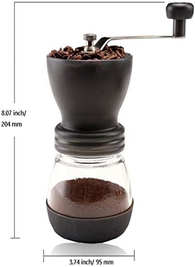 Goolsky Manual Coffee Grinder with Ceramic Burrs,Coffee container capacity:12 oz（350 ml）, Black, with Stainless Steel Handle and Silicon Cove