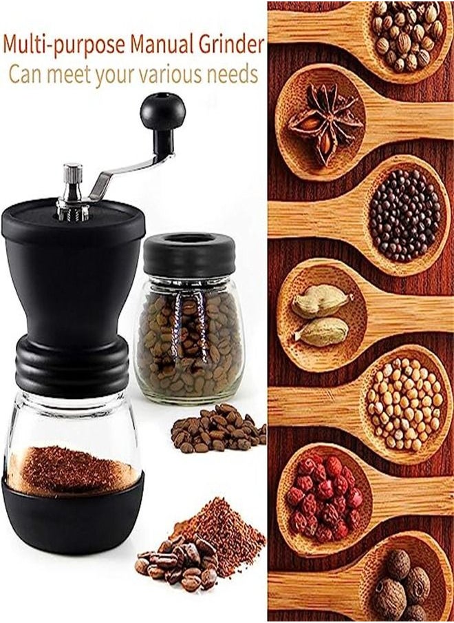 Goolsky Manual Coffee Grinder with Ceramic Burrs,Coffee container capacity:12 oz（350 ml）, Black, with Stainless Steel Handle and Silicon Cove