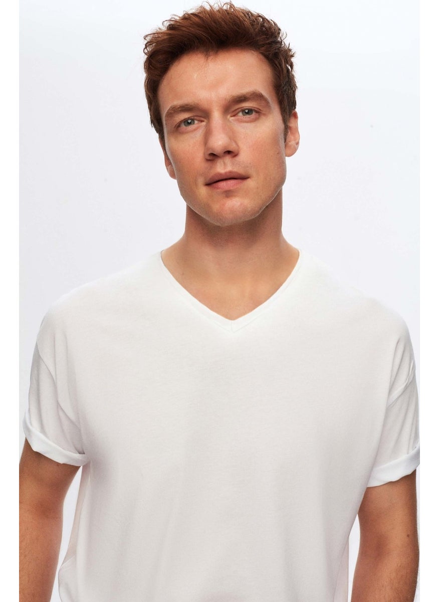 Ds Damat Regular Fit White 100% Cotton T-Shirt