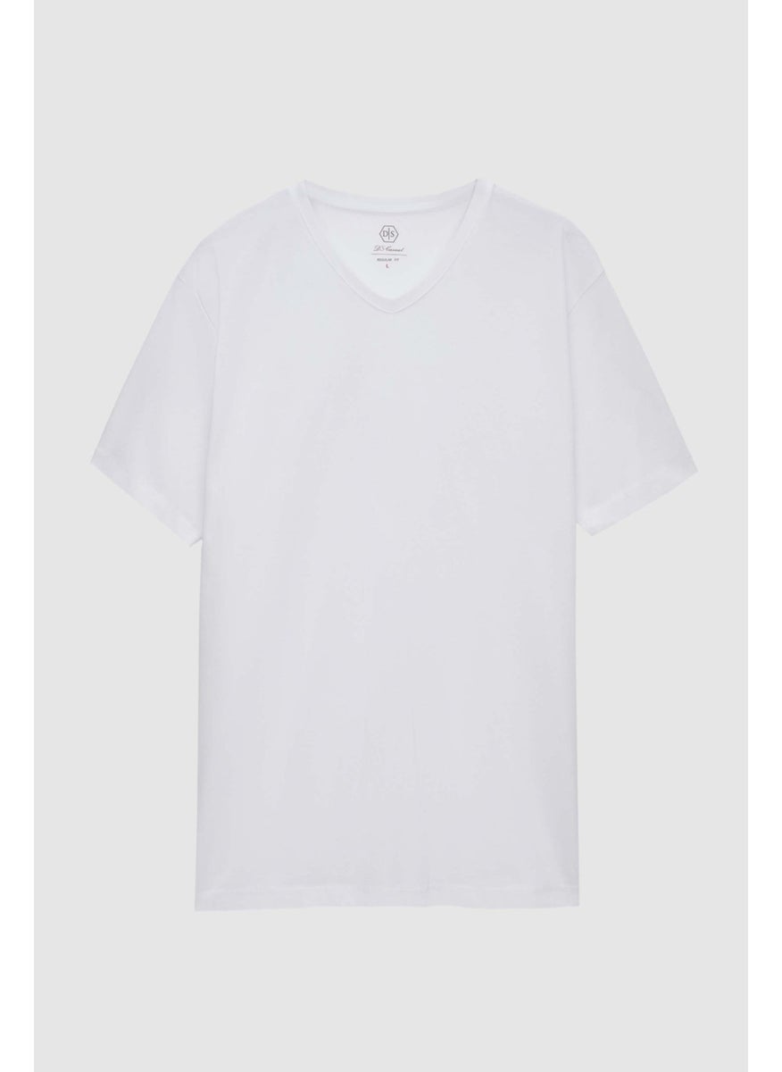 Ds Damat Regular Fit White 100% Cotton T-Shirt