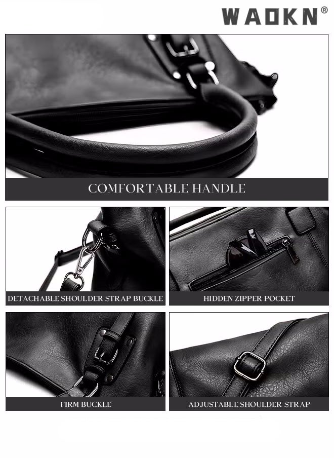 Large Capacity Handbags Bags,Large Crossbody Bags Ladies Shoulder Handbags Purse Set for Women Hobo Totes PU Leather Purses and Handbags Shoulder Bag Vegan Leather Tote, Black