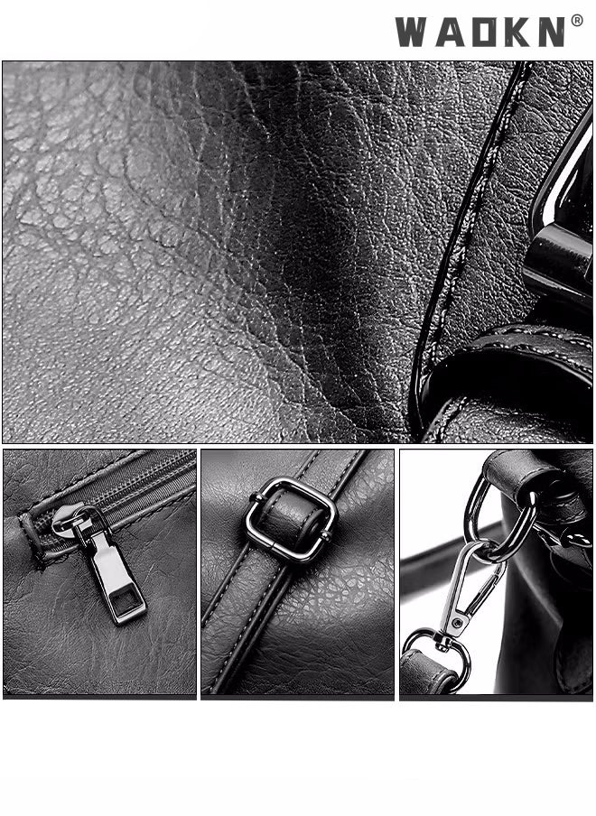 Large Capacity Handbags Bags,Large Crossbody Bags Ladies Shoulder Handbags Purse Set for Women Hobo Totes PU Leather Purses and Handbags Shoulder Bag Vegan Leather Tote, Black