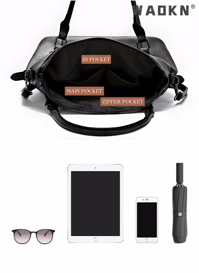 Large Capacity Handbags Bags,Large Crossbody Bags Ladies Shoulder Handbags Purse Set for Women Hobo Totes PU Leather Purses and Handbags Shoulder Bag Vegan Leather Tote, Black