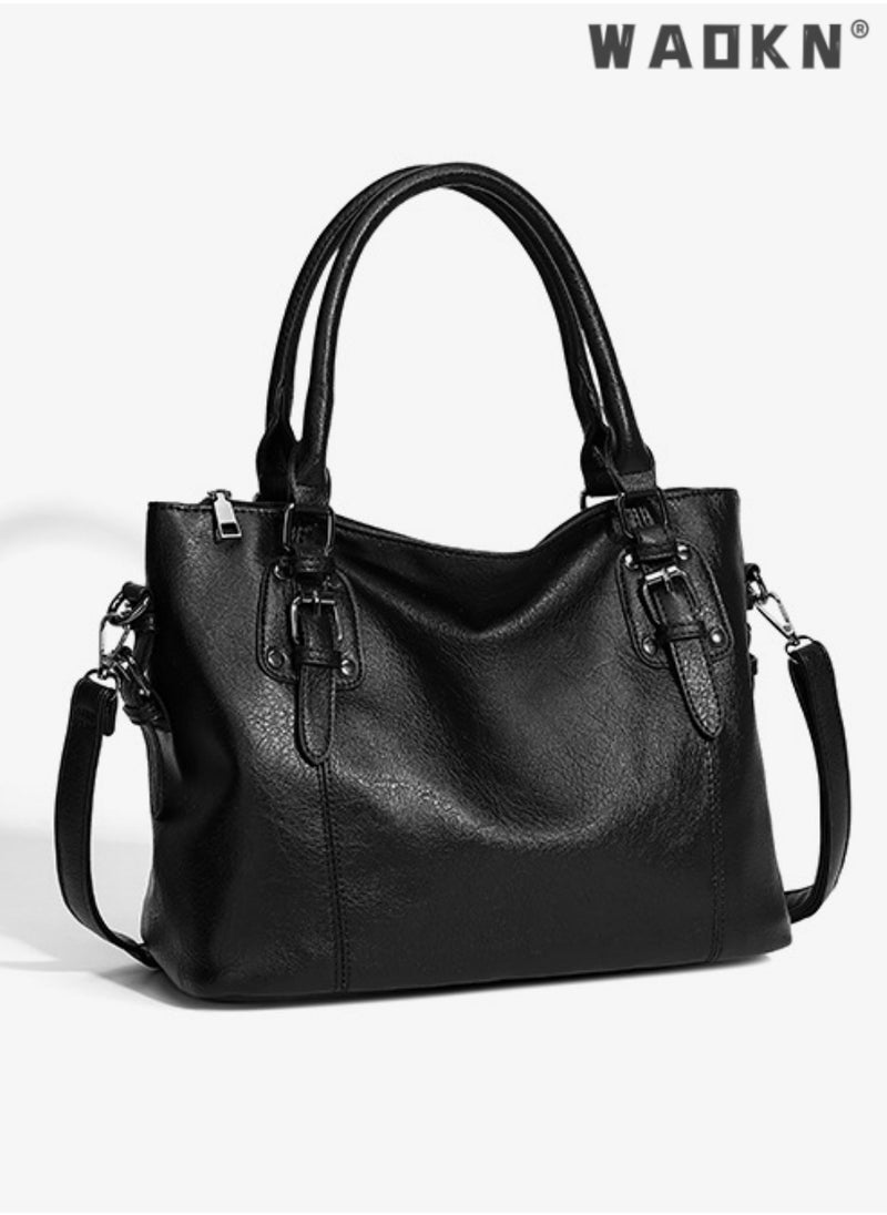 Large Capacity Handbags Bags,Large Crossbody Bags Ladies Shoulder Handbags Purse Set for Women Hobo Totes PU Leather Purses and Handbags Shoulder Bag Vegan Leather Tote, Black