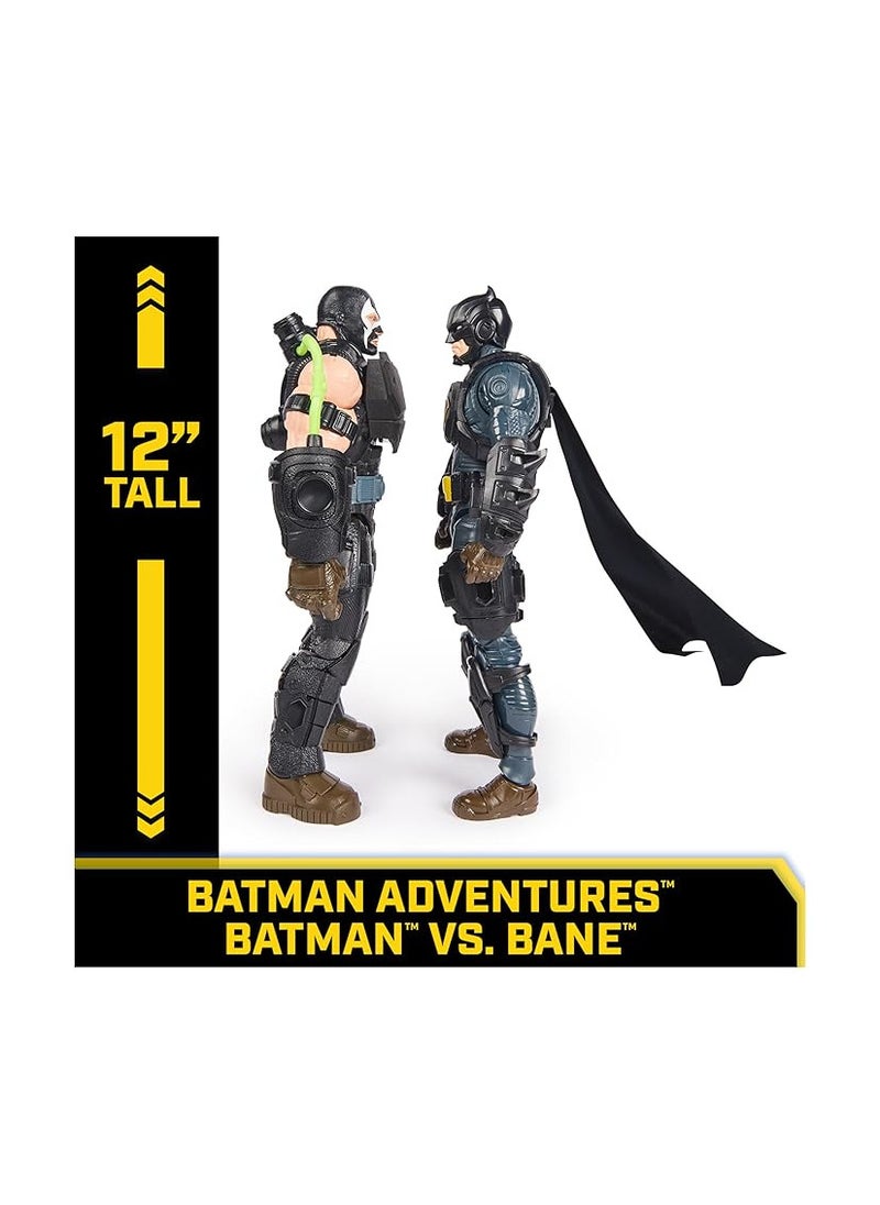 DC Comics, Batman Adventures Battle Pack, Bane and Batman Action Figures Set, 14 Armour Accessories, 30-cm Super Hero Kids’ Toy for Boys & Girls