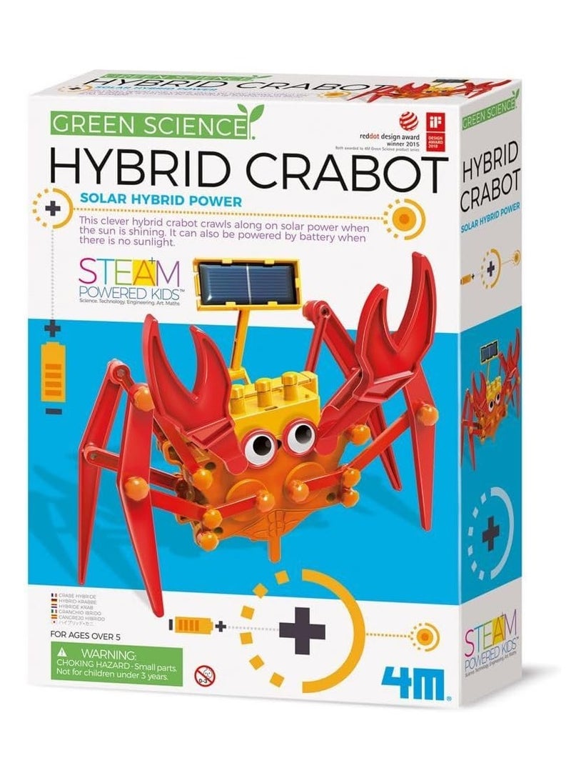 Green Science Hybrid Crabot-Solar Power Crawling Crab Kit-for Kids Ages 5+, Multi Coloured