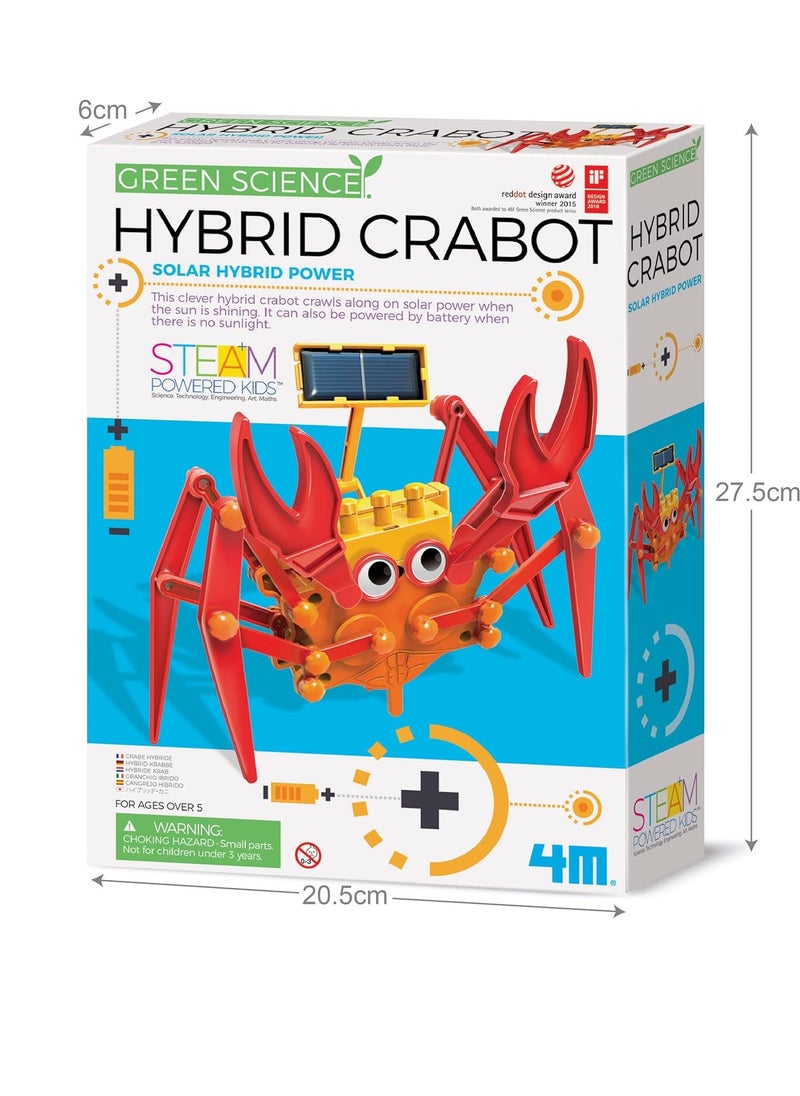 Green Science Hybrid Crabot-Solar Power Crawling Crab Kit-for Kids Ages 5+, Multi Coloured