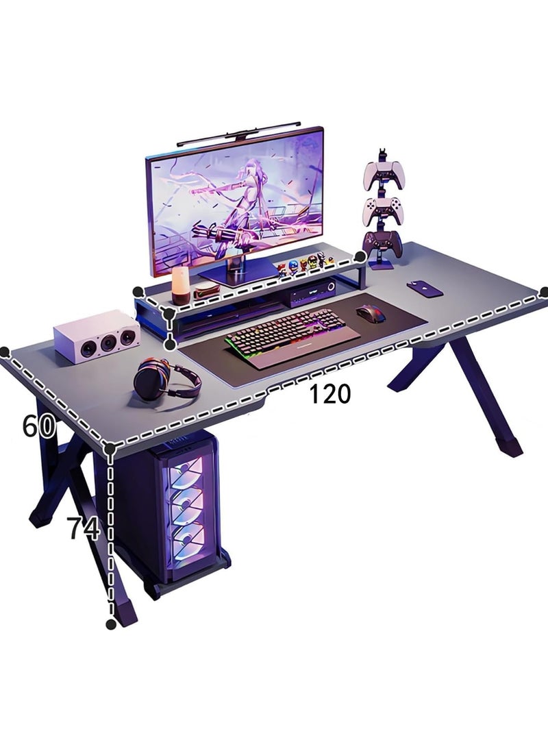 120CM Gaming Table,Gaming Desk, Computer Desk Home Office Desk Extra Large Modern Ergonomic Black PC Table Gamer Workstation (Black, 120x60x75cm)