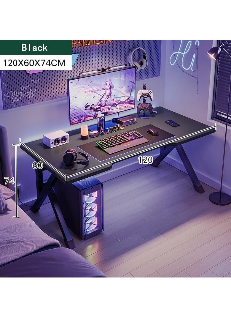120CM Gaming Table,Gaming Desk, Computer Desk Home Office Desk Extra Large Modern Ergonomic Black PC Table Gamer Workstation (Black, 120x60x75cm)
