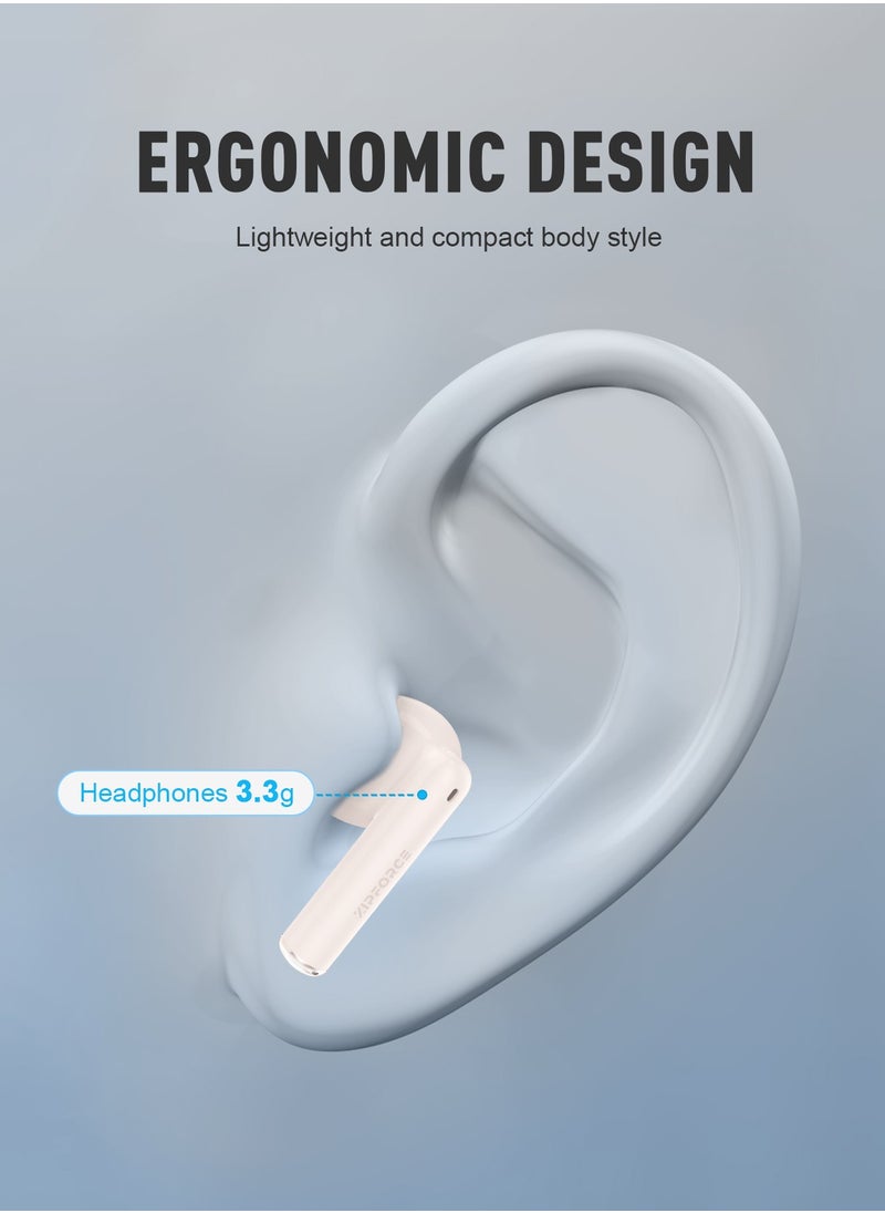 ZIPFORCE True Wireless Earbuds, In-Ear Bluetooth 5.3 Headphones 4-Mics ENC Clear Call, Bluetooth Earbuds Touch Control, IPX6 Waterproof TWS, Light-Weight Earphones