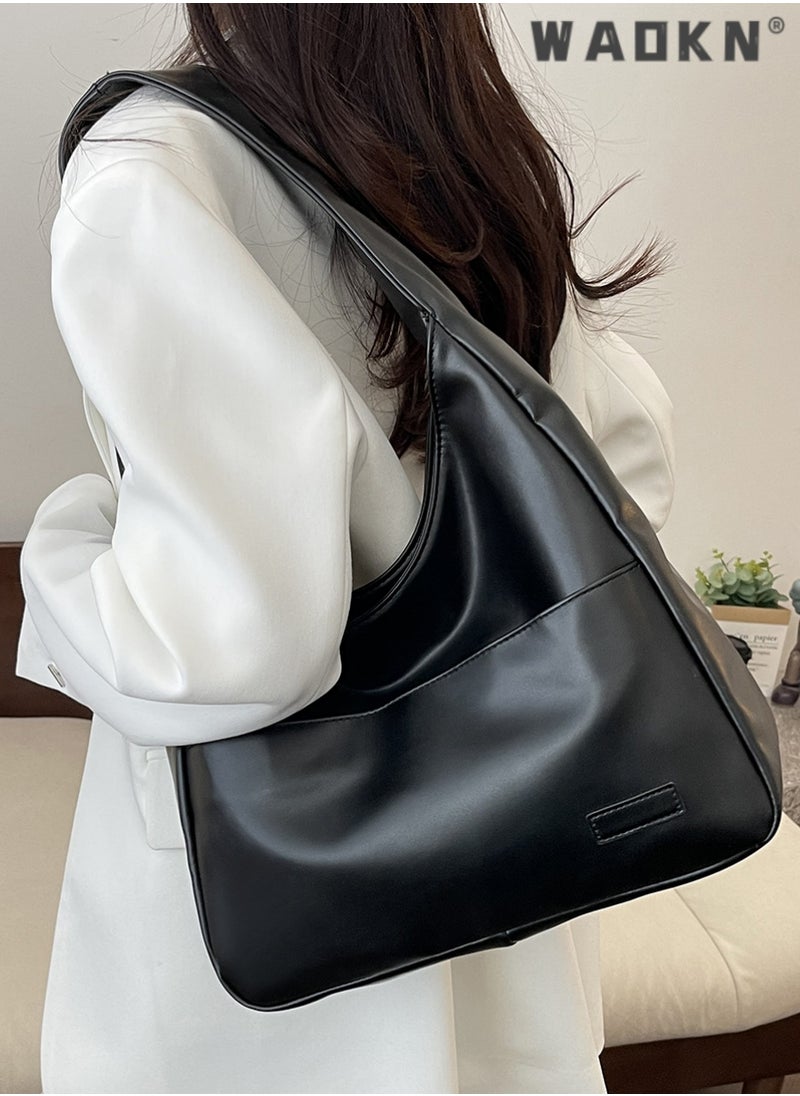 Fashionable Simple Underarm Bag Women'S Daily Commuting Pleated Adjustable Shoulder Strap Handbag High Quality Pu Leather Shoulder Bag,Crossbody Bag Shoulder Bag Handbag for Travel Work