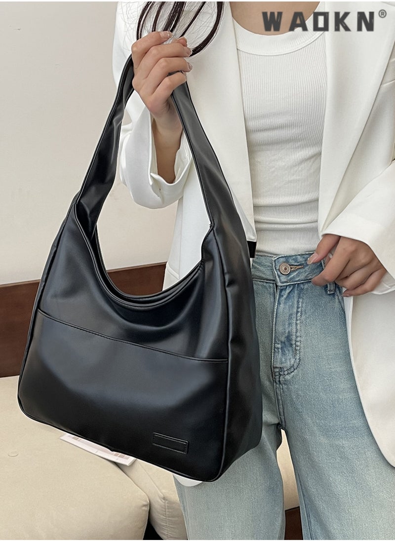 Fashionable Simple Underarm Bag Women'S Daily Commuting Pleated Adjustable Shoulder Strap Handbag High Quality Pu Leather Shoulder Bag,Crossbody Bag Shoulder Bag Handbag for Travel Work