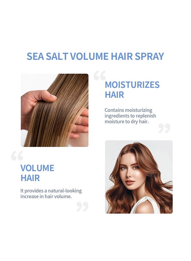 Sea Salt Volume Hair Spray，Sea Salt Spray for Hair Men and Women Beach Wave Spray Increase Hair Shine Subtle Hold and Natural Shine Hair Volumizing Spray Hair Styling for Texture and Thickness Saltwater Spray 100ml