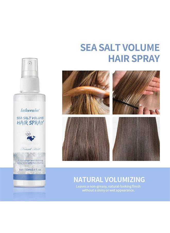 Sea Salt Volume Hair Spray，Sea Salt Spray for Hair Men and Women Beach Wave Spray Increase Hair Shine Subtle Hold and Natural Shine Hair Volumizing Spray Hair Styling for Texture and Thickness Saltwater Spray 100ml