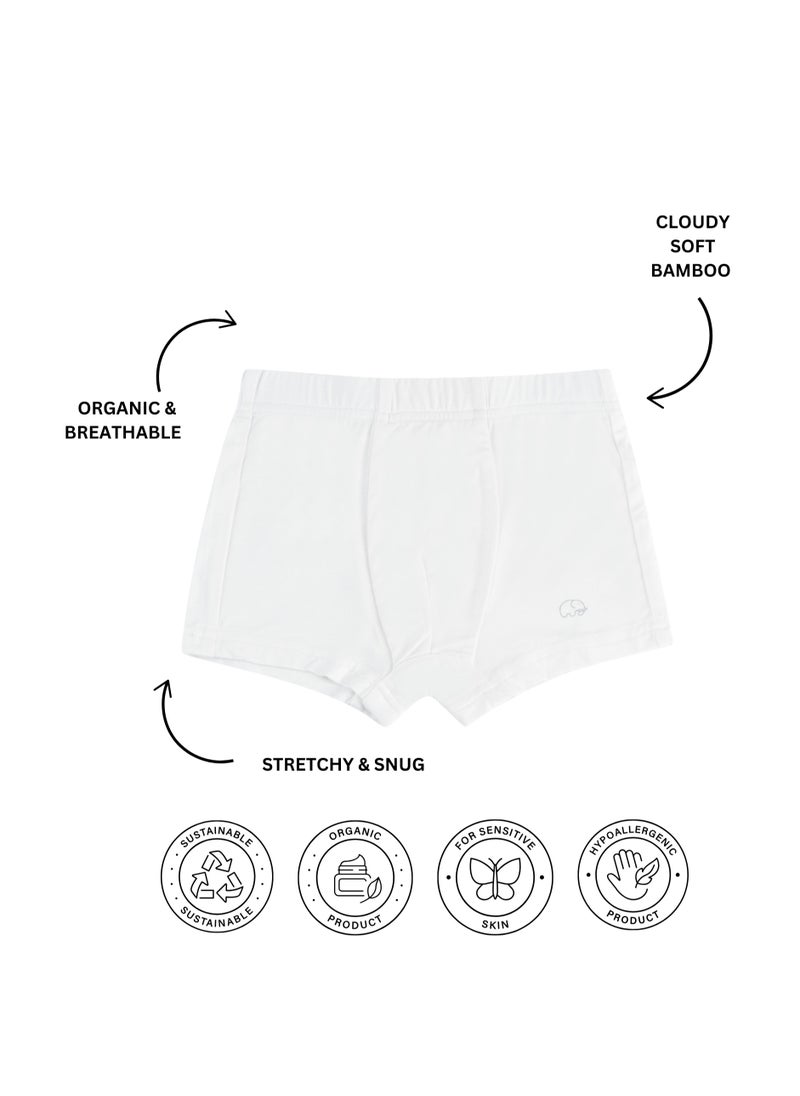 Organic Bamboo Boxer Brief Underwear Set Of 3- White/White/White