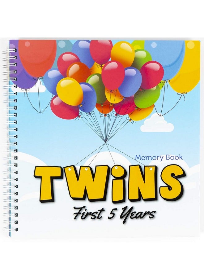The Adventure Edition | Twins First 5 Years Memory Book With Stickers | Baby 1St Year Milestone Photo Album For Mom & Dad | Newborn Hard Cover Journal | Babies Personalized Keepsake Scrapbook Diary