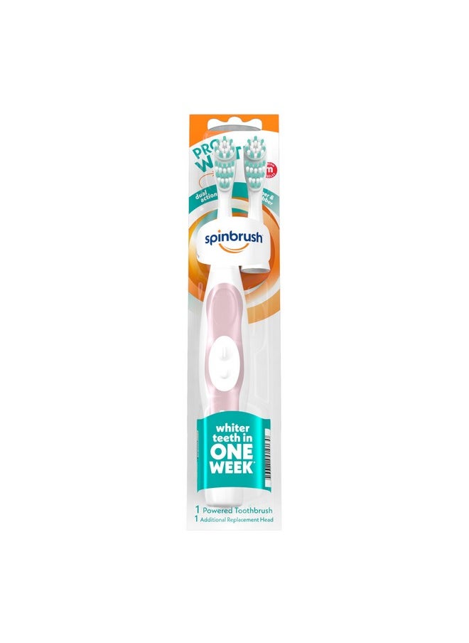 Pro Whiten Battery-Powered Electric Toothbrush Value Pack, Medium Bristles, Batteries Included, 1 Brush & 1 Replacement Head