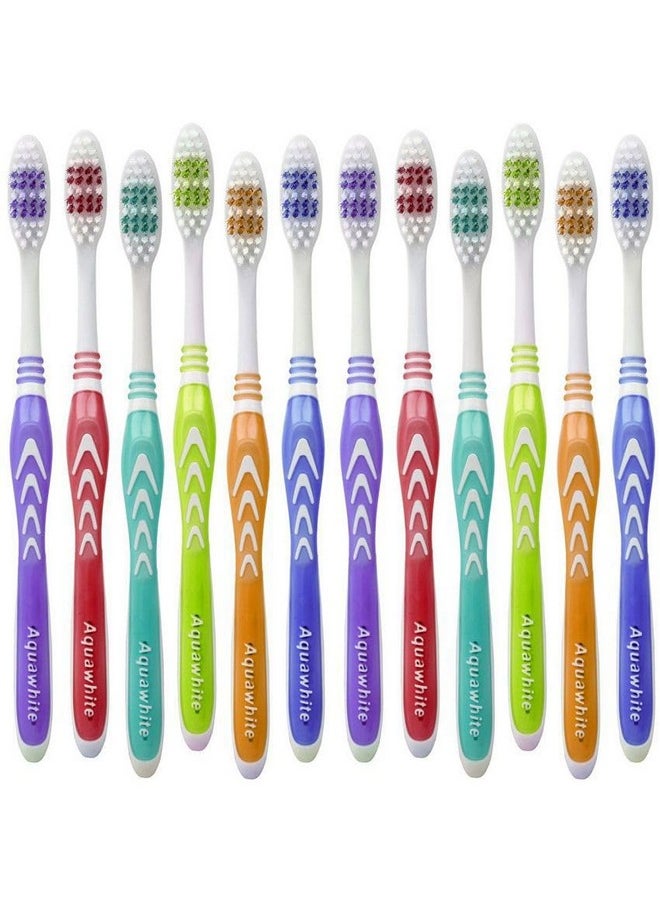 Adult Popular Flexi Manual Toothbrush, Medium Bristles, Pack Of 12. (Color May Vary)
