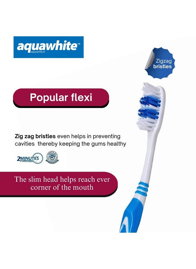 Adult Popular Flexi Manual Toothbrush, Medium Bristles, Pack Of 12. (Color May Vary)