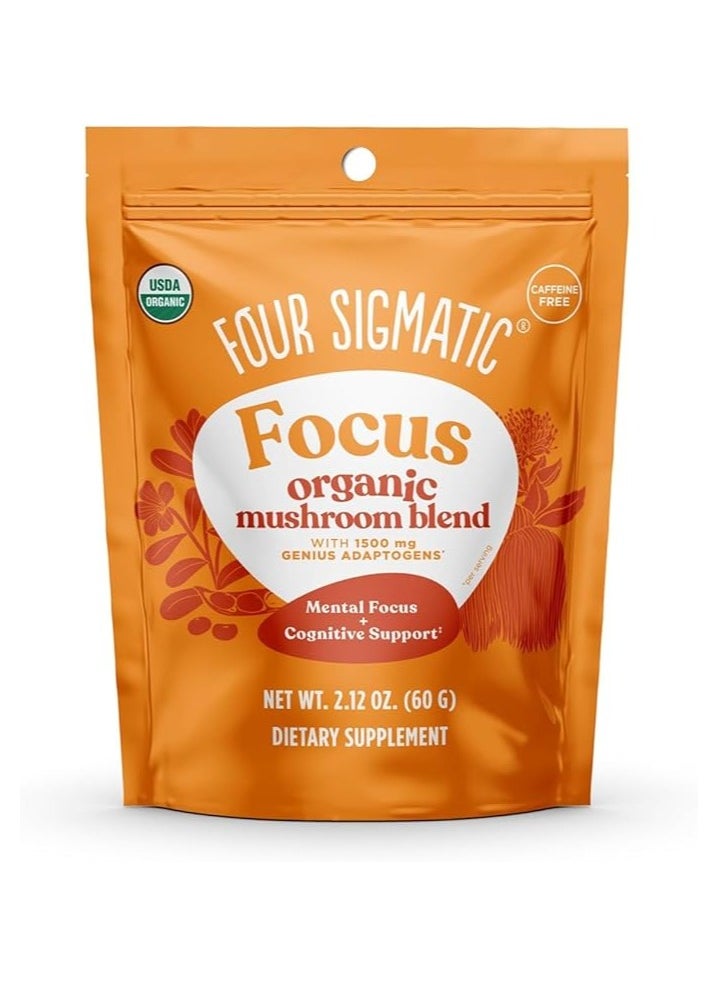 Focus Blend 7 Superfoods Adaptogen Blend Mix with Lion's Mane, Cordyceps, Rhodiola, Bacopa & Mucuna | Productivity & Creative Support | Decaf & Dissolves Easily | 30 Servings