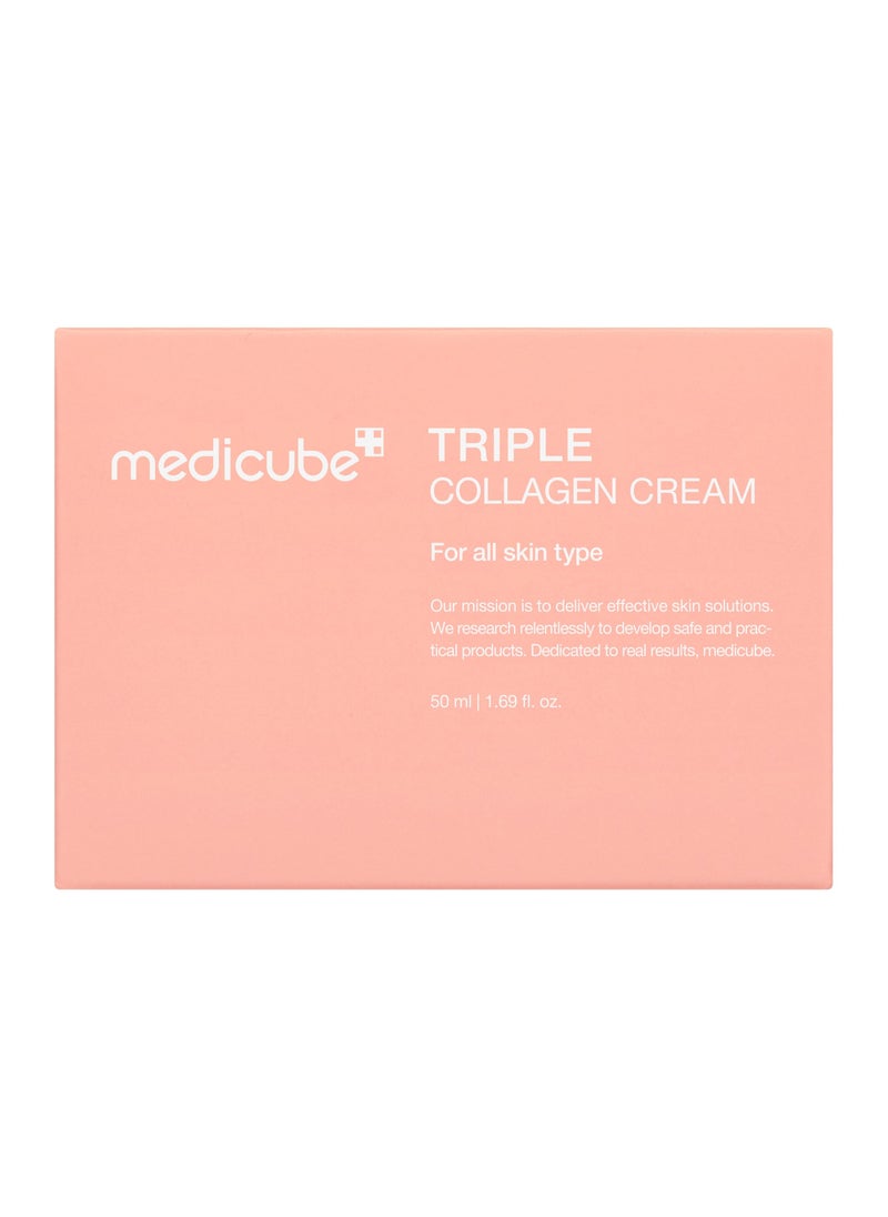 Medicube Triple Collagen Cream - Hydrating & Firming Moisturizer with Hyaluronic Acid, Premium Elastin, Shea Butter - Wrinkle Care & Boosts Elasticity - Korean Skincare, 1.69 oz