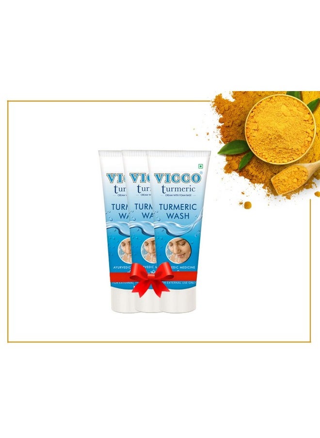 Pimples/Acne Skin Care Combo Pack Of 6 | Vicco Turmeric Cream Face Wash With Foam Base [70G | Pack Of 3] + Vicco Turmeric Wso Skin Cream [60G | Pack Of 3] | Ayurvedic Solutions For Healthy, Radiant Skin
