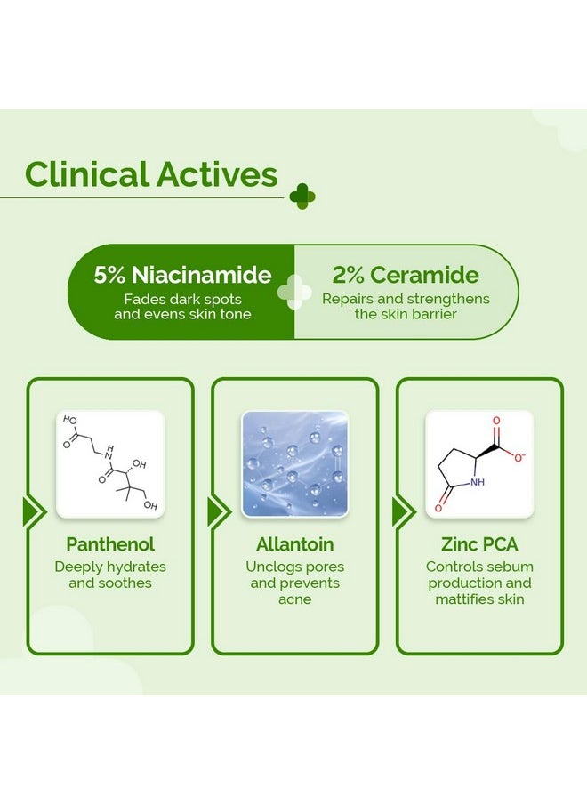 . 5% Nia-Ceramide Mattifying Moisturizer | For Oily To Acne Prone Skin | 5% Niacinamide, 2% Ceramide | 24 Hrs. Moisturization | Panthenol, Allantoin & Zinc Pca | Oil-Free Moisturizer -100G