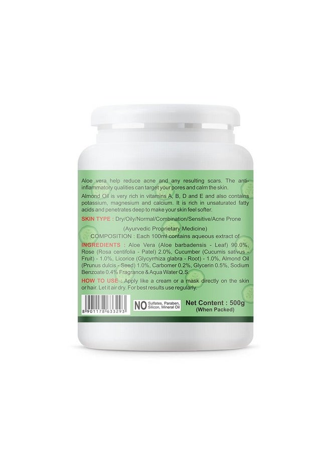 Aloe Cucumber Gel With Pure Aloe Vera & Cucumber For Face, Skin & Hair - Exfoliate Skin, Reduces Acne Scars, Wrinkles, Sunburn, Dark Circles & Moisturizes Skin (500 Gram)