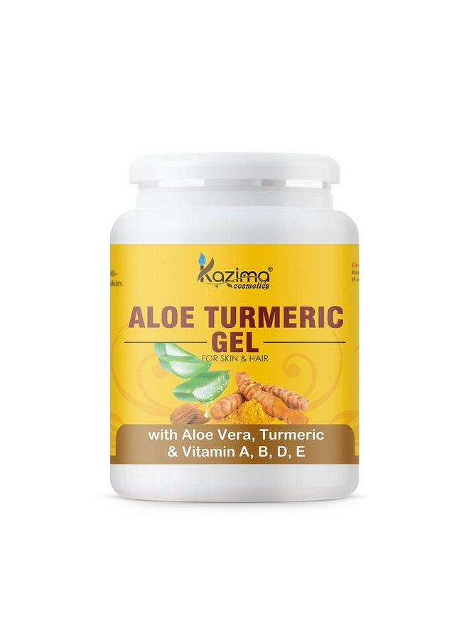Aloe Turmeric Gel With Pure Aloe Vera, Turmeric & Vitamin A, B, D, E For Face, Skin & Hair - Moisturizing, Skin Brightening, Acne Scars, Wrinkles, Sunburn & Dark Circles (500 Gram)