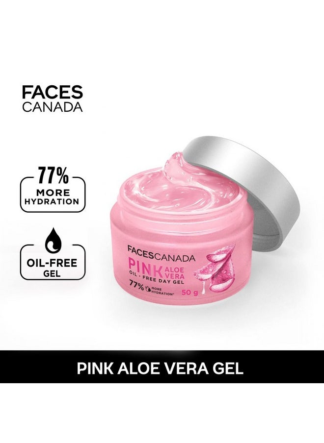 Pink Aloe Vera Oil-Free Day Gel, 50G | 1.5% Hyaluronic Acid | Intense Hydration | Lightweight, Non Sticky & Absorbs Easily | Soothing, Nourishing & Acne Control | No Alcohol & Parabens