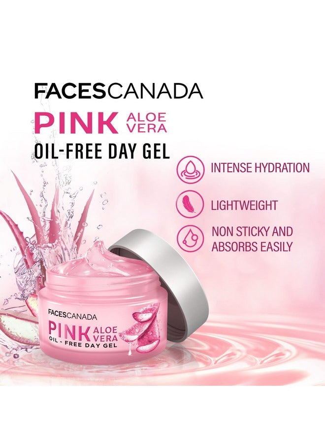 Pink Aloe Vera Oil-Free Day Gel, 50G | 1.5% Hyaluronic Acid | Intense Hydration | Lightweight, Non Sticky & Absorbs Easily | Soothing, Nourishing & Acne Control | No Alcohol & Parabens