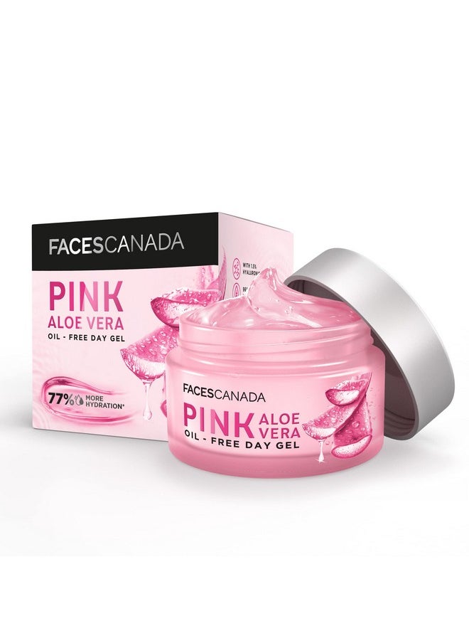 Pink Aloe Vera Oil-Free Day Gel, 50G | 1.5% Hyaluronic Acid | Intense Hydration | Lightweight, Non Sticky & Absorbs Easily | Soothing, Nourishing & Acne Control | No Alcohol & Parabens