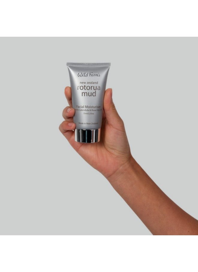 Rotorua Mud Moisturiser With Calendula & Rose Hip Oil -75 Ml | Ideal For Dry & Acne-Prone Skin| Oil-Free & Non-Sticky | Natural Cold Cream For Glowing Skin | Helps In Skin Hydrating & Brightening | Lightweight & Fast Absorbing Winter Cream For Men & Women