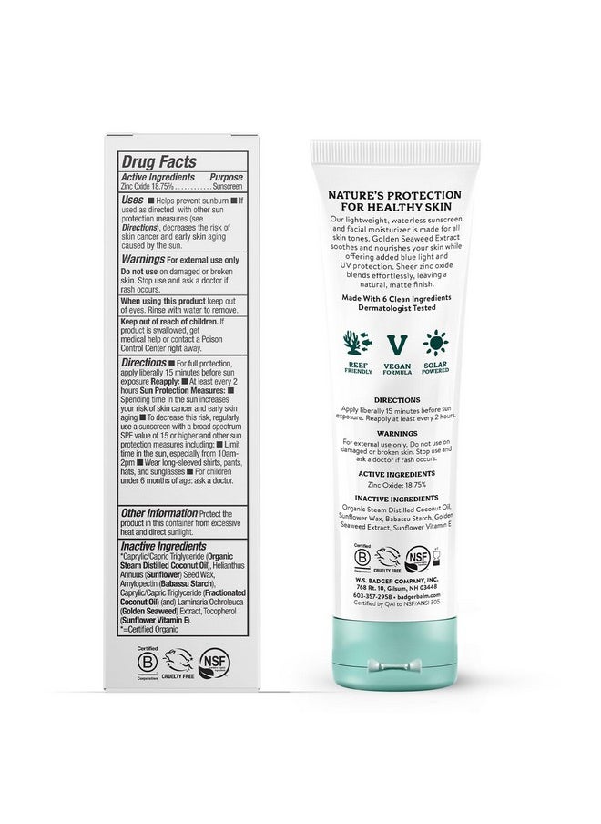 Mineral Face Sunscreen With Zinc Oxide, Sunblock Face Lotion Moisturizer With Spf 30, Vegan, Unscented, Lightweight Mineral Sunscreen For Face, 1.7 Fl Oz