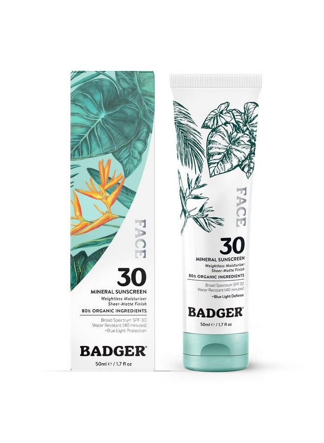 Mineral Face Sunscreen With Zinc Oxide, Sunblock Face Lotion Moisturizer With Spf 30, Vegan, Unscented, Lightweight Mineral Sunscreen For Face, 1.7 Fl Oz