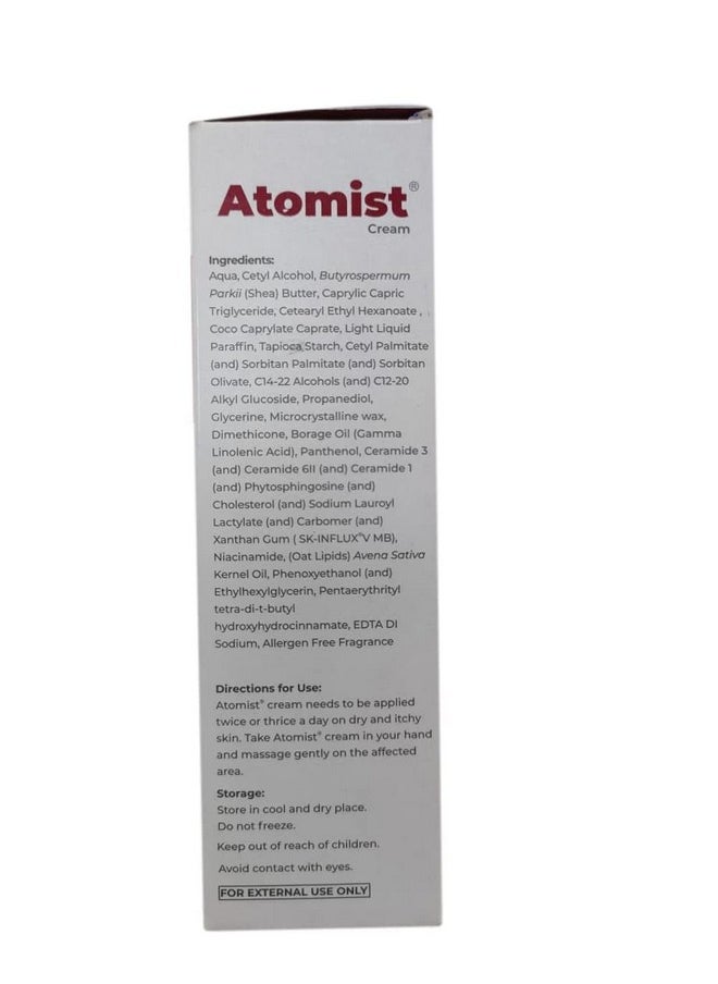 Atomist Skin Barrier Repair Cream For Dry And Itchy Skin | Enriched With Ceramides, Oats Lipids & Gla | Non Comedogenic & Dermatologically Tested -125G