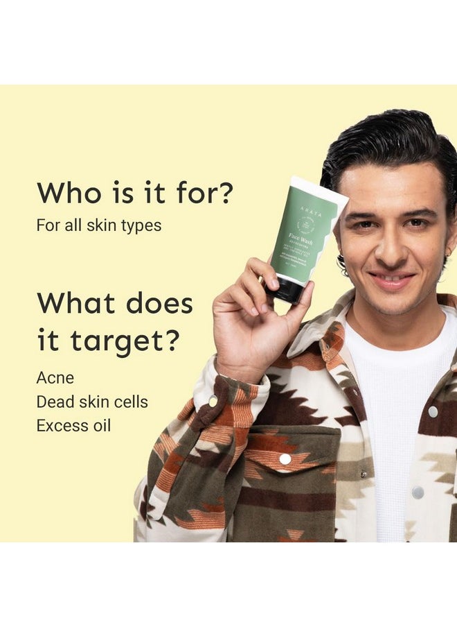 Refreshing & Hydrating Face Wash 150Ml | With Peppermint, Lemon Oil & Flax Seed Extracts | For Dry, Oily, Sensitive Skin | Detoxifies, Gently Exfoliates, Controls Oil And Dirt | For Women & Men