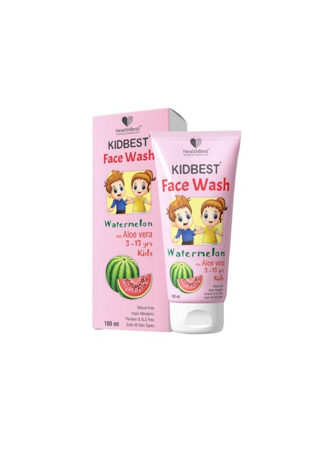 Kidbest Face Wash For 3-13 Years Kids | Normal Skin, Sensitive Skin & Dry Skin | Tear, Paraben, Sls Free | Watermelon Flavor | 100Ml (Pack Of 2)