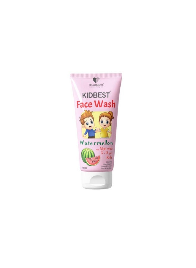 Kidbest Face Wash For 3-13 Years Kids | Normal Skin, Sensitive Skin & Dry Skin | Tear, Paraben, Sls Free | Watermelon Flavor | 100Ml (Pack Of 2)