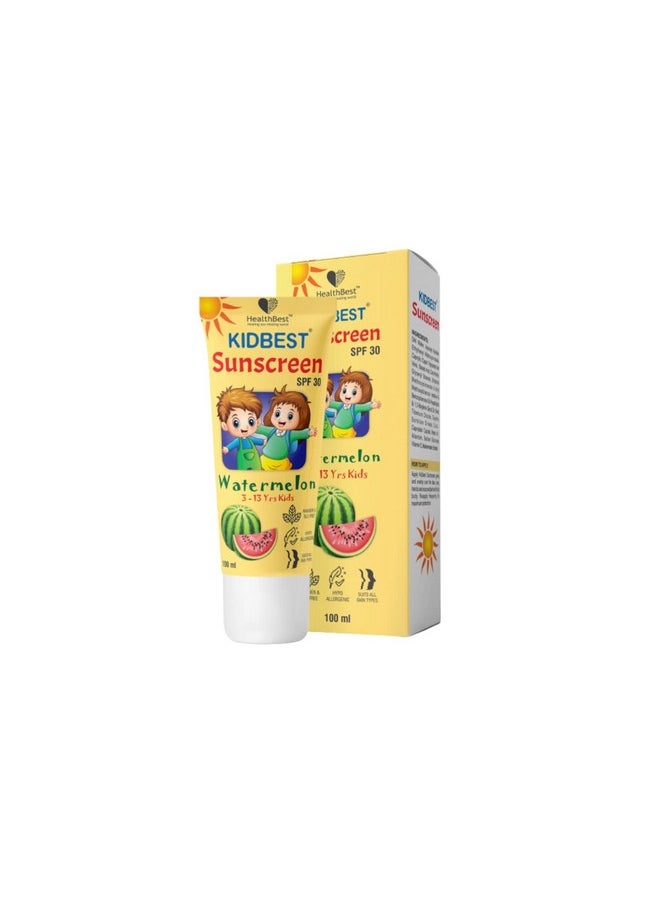 Kids Multivitamin Sunscreen Face Wash Combo - Spf 30, 100Ml, Watermelon Extracts - Gentle, Organic, Tear-Free, Paraben-Free, Sensitive Skin, Daily Skin Care For All Skin Types