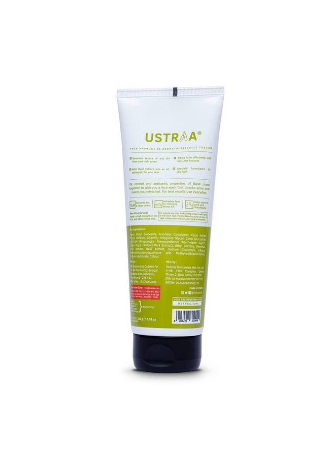Face Wash - Oily Skin - 200G - Specially Formulated For Oily Skin | With Key Lime & Basil Extract | Remove Excess Oil & Dirt | Sulphate And Paraben Free