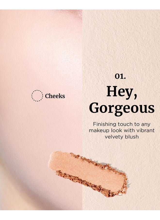 Cheekstain Pastel Blush For Cheeks (Hey, Gorgeous, 0.2Oz) - Lightweight, Velvet Powder Formula - Seamless, Long-Lasting, Natural-Looking Glow | Korean Makeup