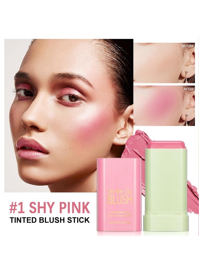 Cream Blush Stick, Monochromatic Blush Beauty Wand For Cheek And Lip Tint With Long Lasting Hydrating Formula, Multi-Use Makeup Stick For Blends Perfectly Onto Skin, 0.6 Oz (1# Shy Pink)