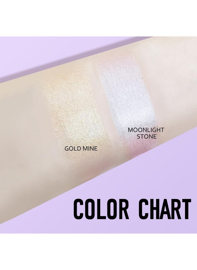 2 Colors Highlighter Stick, Shimmer Cream Powder, Lasting Glow Finish, Creamy Self Sharpening Crayon Highlighter