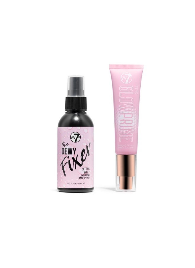 The Fixer Glow Set - Makeup Primer & Setting Spray Duo For Radiant, Dewy Finish - Golden Sheer Coverage, Lightweight & Non-Sticky