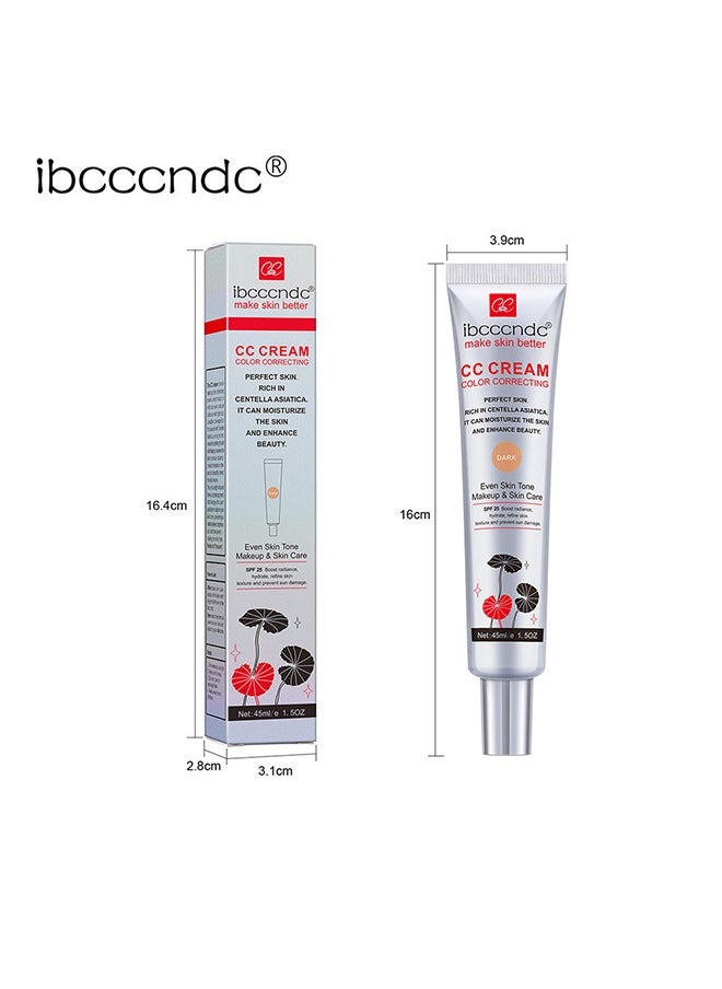 CC Cream Color Correcting,Perfect Skin Rich in Centella Asiatica, Multi-Purpose Skin Tone Adjusting CC Cream Concealer Full Coverage, SPF 25 Sunscreen Moisturizing Pre-Makeup Primer Brightening For Mature Skin # #Dark