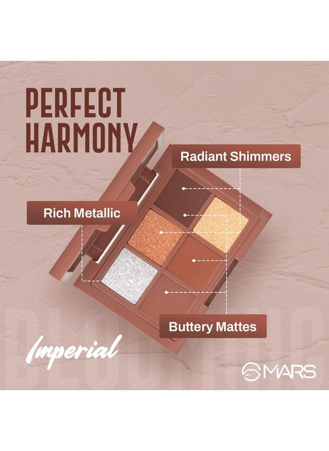 Blooming Matte & Shimmer Eyeshadow Palette (4.8Gm) (03-Imperial) | Highly Pigmented | Blendable | Perfect For Any Occasion | Multicolor | All Skin Type | Travel Friendly